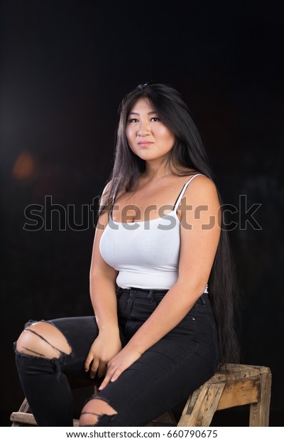 Long hair shared asian curvy