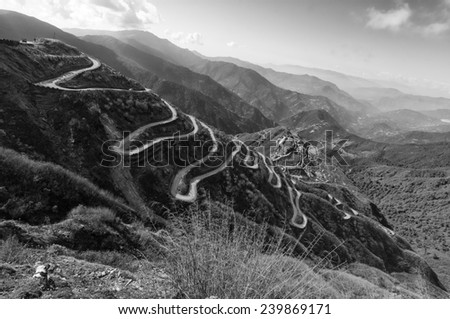 Similar – Serpentinen der alten Straße über den Gotthardpass in den Schweizer Alpen