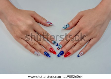 Beautiful Cute Colorful Gel Nail Art Stock Photo Edit Now