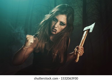 Beautiful dangerous girl with rusty axe want to revenge for violence she experience. 