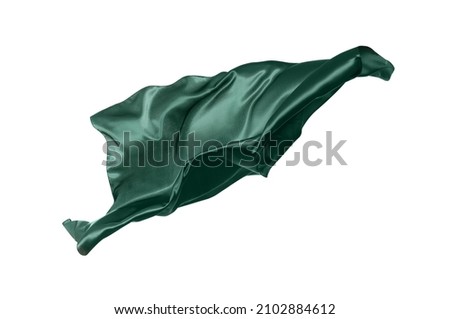Beautiful dark green silk isolated on white