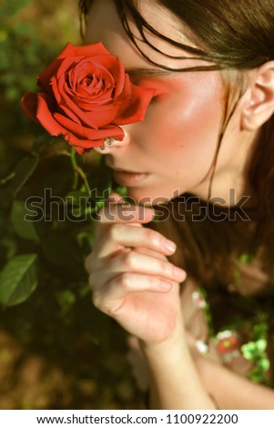 Similar – Portrait of real serene woman with vivid dyed pink fuchsia hairstyle. Peony flower, green nature backdrop. Trendy colorful hair, stylish haircut