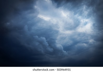 Beautiful Dark Storm Sky With Sun Rays.