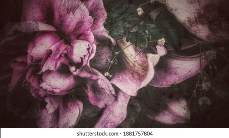 Beautiful dark themed flower bouquet. Artistic effects and filters used.