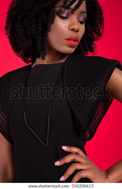 Beautiful Darkskinned Sexy Girl Curly Hair Stock Photo Edit Now