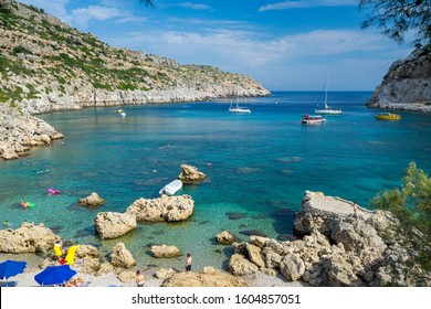 Beautiful Day At Anthony Quinn Bay Near Faliraki On The Island Of Rhodes Rodos Greece Europe