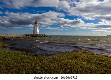 A Beautiful Day By The Lighthouse In Bridgeport, Connecticut, USA.