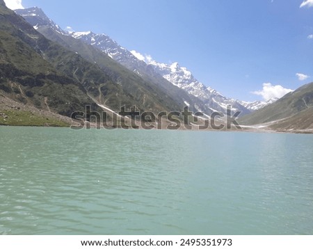 Beautiful daytime view of Saiful Malook Lake in Pakistan. Saiful Malook is a mountainous lake in northern Pakistan, located at the northern end of the Kaghan Valley, near the town of Naran.  