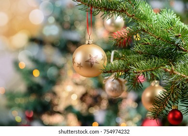 Beautiful Decorated Christmas Tree. Holiday Background