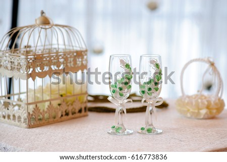 Beautiful decoration of the table for the wedding.