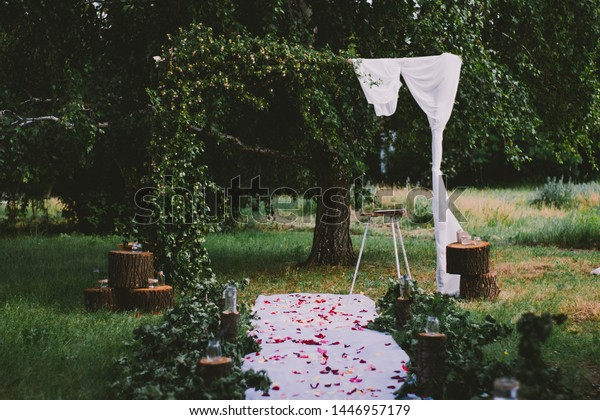 Beautiful Decoration Wedding Arch Country Wedding Stock Photo