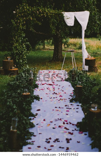 Beautiful Decoration Wedding Arch Country Wedding Stock Photo