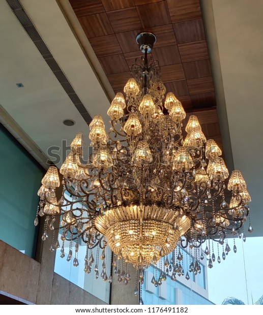 Beautiful Decorative Chandelier Hung Celing Light Stock Photo