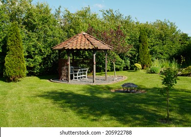   Beautiful Decorative Home Garden Yard Gazebo Pavilion In The Summer                                  