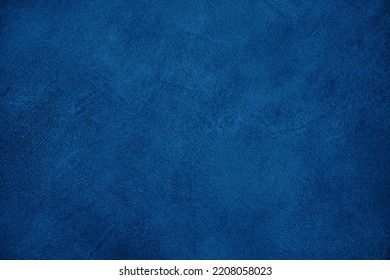 Beautiful Decorative Navy Blue Stucco Wall Background. Art Abstract Grunge Texture Web Banner With Copy Space for design