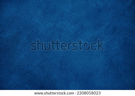 Beautiful Decorative Navy Blue Stucco Wall Background. Art Abstract Grunge Texture Web Banner With Copy Space for design