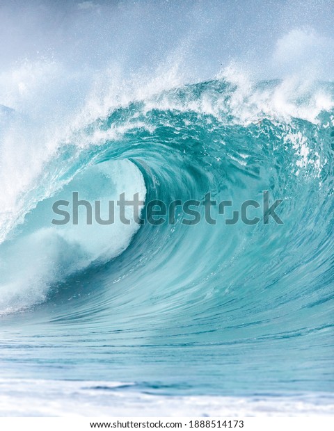 Beautiful deep blue\
tube wave in the \
Ocean