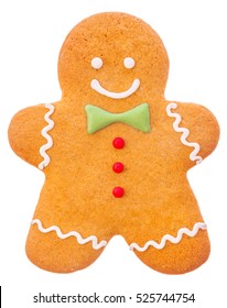 Beautiful And Delicious Christmas Ginger Gingerbread Man Isolated On White Background