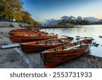 Beautiful Derwentwater lake in the Lake District at dusk. England, UK