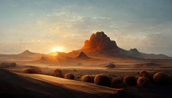 Beautiful Desert Sunrise View Near Tabuk,Saudi Arabia