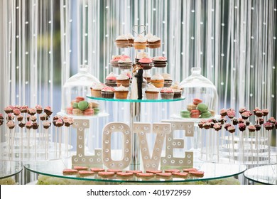 Beautiful Dessert Table In Restaurant