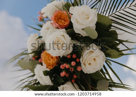 Beautiful Destination Beach Wedding Flower Bouquet Stock Photo Edit