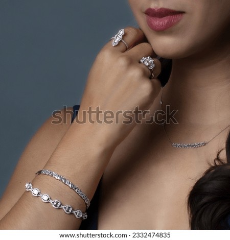 Beautiful diamond jewelry on model, showcasing lab grown diamonds or earthmine diamond jewelry.