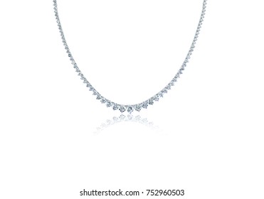 Beautiful Diamond Necklace Isolated On White