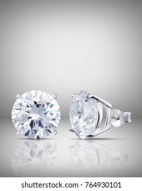 Beautiful Diamond Stud Earrings With Reflection