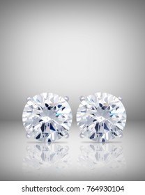 beautiful diamond Stud Earrings with Reflection