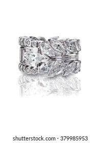 Beautiful Diamond Wedding Band Engagement Ring With Marquis Diamonds Antique Art Deco Style