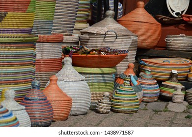 Beautiful different color woven baskets 