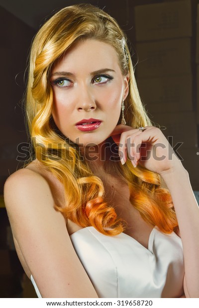 Beautiful Dirty Blonde Long Hair Posing Stock Photo Edit Now 319658720