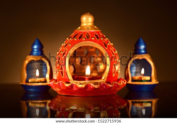 Beautiful Diwali Oil Lamps Lit During Stock Photo Edit Now