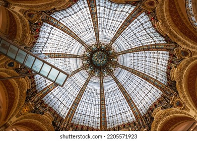 Beautiful dome in Galeries Lafayette in Paris, France. Art nouveau or Art deco style stained glass - Powered by Shutterstock