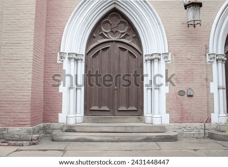 A beautiful doorway to a historic church building in Covington, Kentucky 