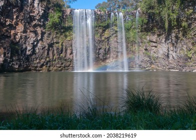 Beautiful Double Waterfall In Queensland Rain Forest , Australia