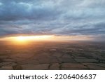 Beautiful and Dramatic Clouds at Sunset Time over British Countryside Landscape.
