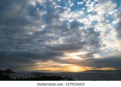 Beautiful dramatic and cloudy sunset