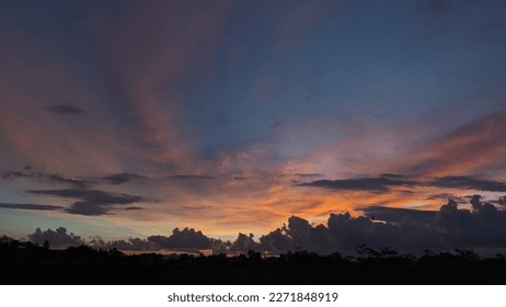Beautiful dramatic sky with clouds at sunset