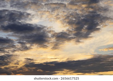 Beautiful and dramatic sky with clouds at sunset