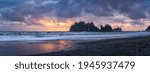 beautiful dramatic sunset at 1st beach la push washington pacific northwest
