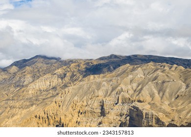 Beautiful and Dramatic Tibetan Landscape with Farmalnd in Ghiling Village of Upper Mustang in Nepal