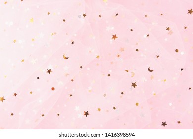 Beautiful dreamy, childhood, princess or fairy tale background. Birthday, baby shower, or party concept.