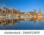 Beautiful Dresden city skyline at Elbe River and Augustus Bridge, Dresden, Saxony, Germany	