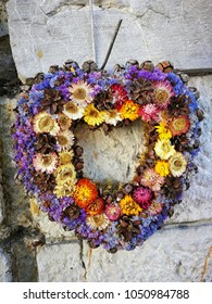 Beautiful Dried Flower Wreath In A Heart Shape