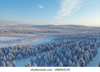 Beautiful Drone View At Lapland Finland