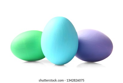Beautiful Easter eggs on white background