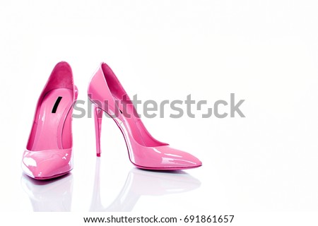 Beautiful Elegance and Luxury Pink High Heel Isolated on White Background. - Image       
