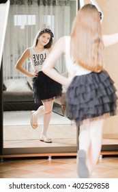 Beautiful Elegant Teen Girl Looking In The Mirror